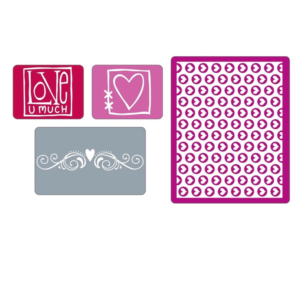 Sizzix 4 pcs Texture Impressions embossing folders - LOVE SET